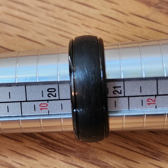 Triton Tungsten Carbide TC850 Comfort Fit Black Beveled Edge Wedding Band 11 - Picture 5 of 5